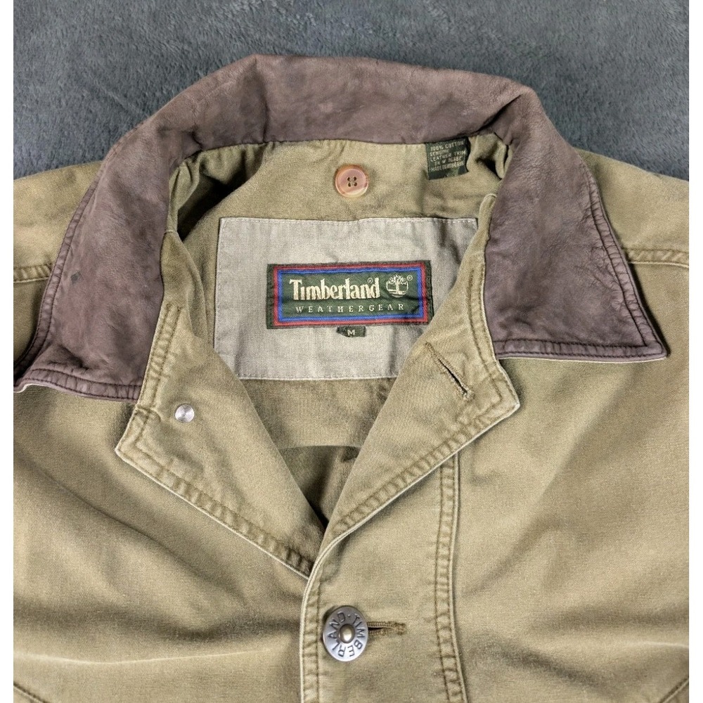 VTG Timberland WeatherGear Mens Barn Coat Chore Jacket MED Heavy Duty Canvas 90s - Picture 5 of 16